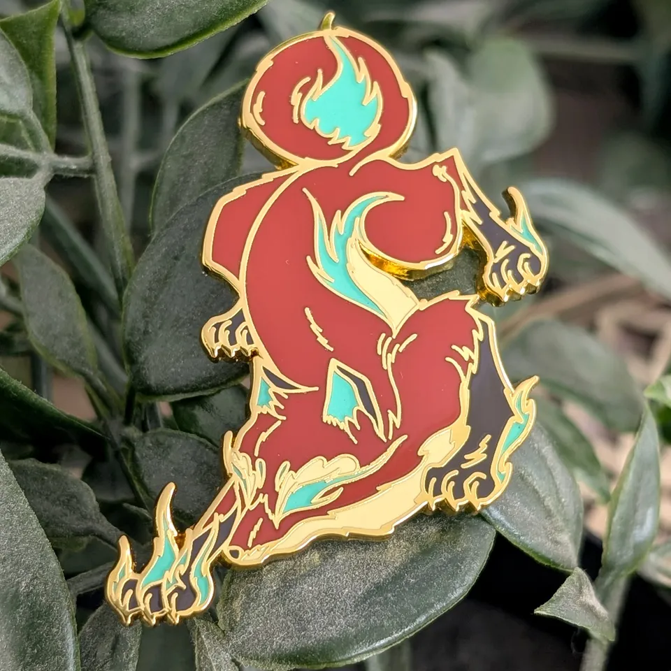 katzenjammerpins-spirit-fox-emaille-pin-glow-in-the-dark-gold image 1
