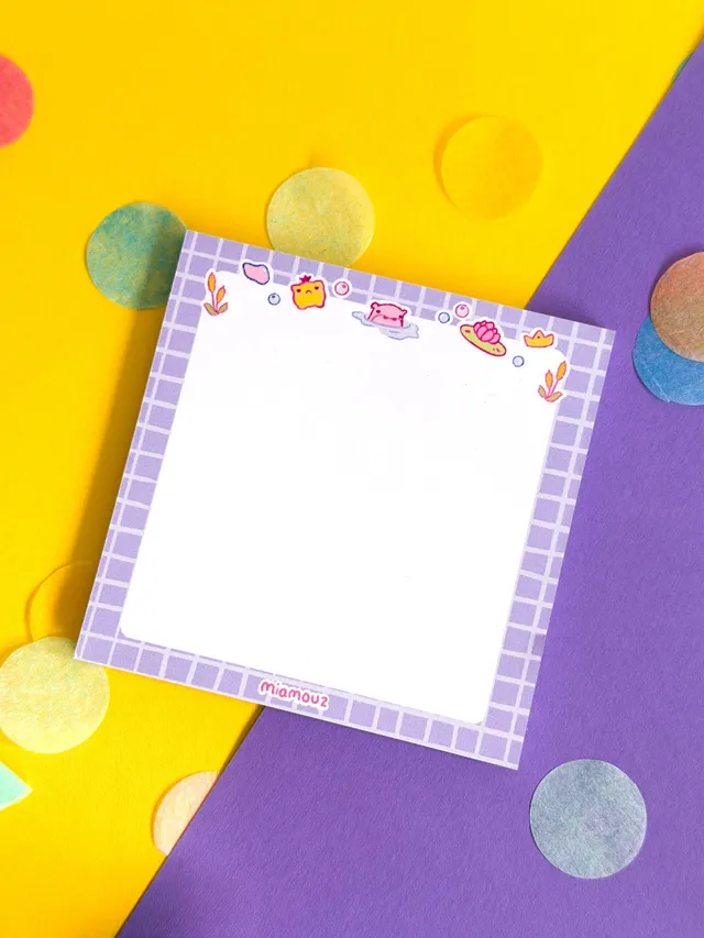 miamouz-summer-fun-frog-notizblock-10x10-hippo-pastell image 1