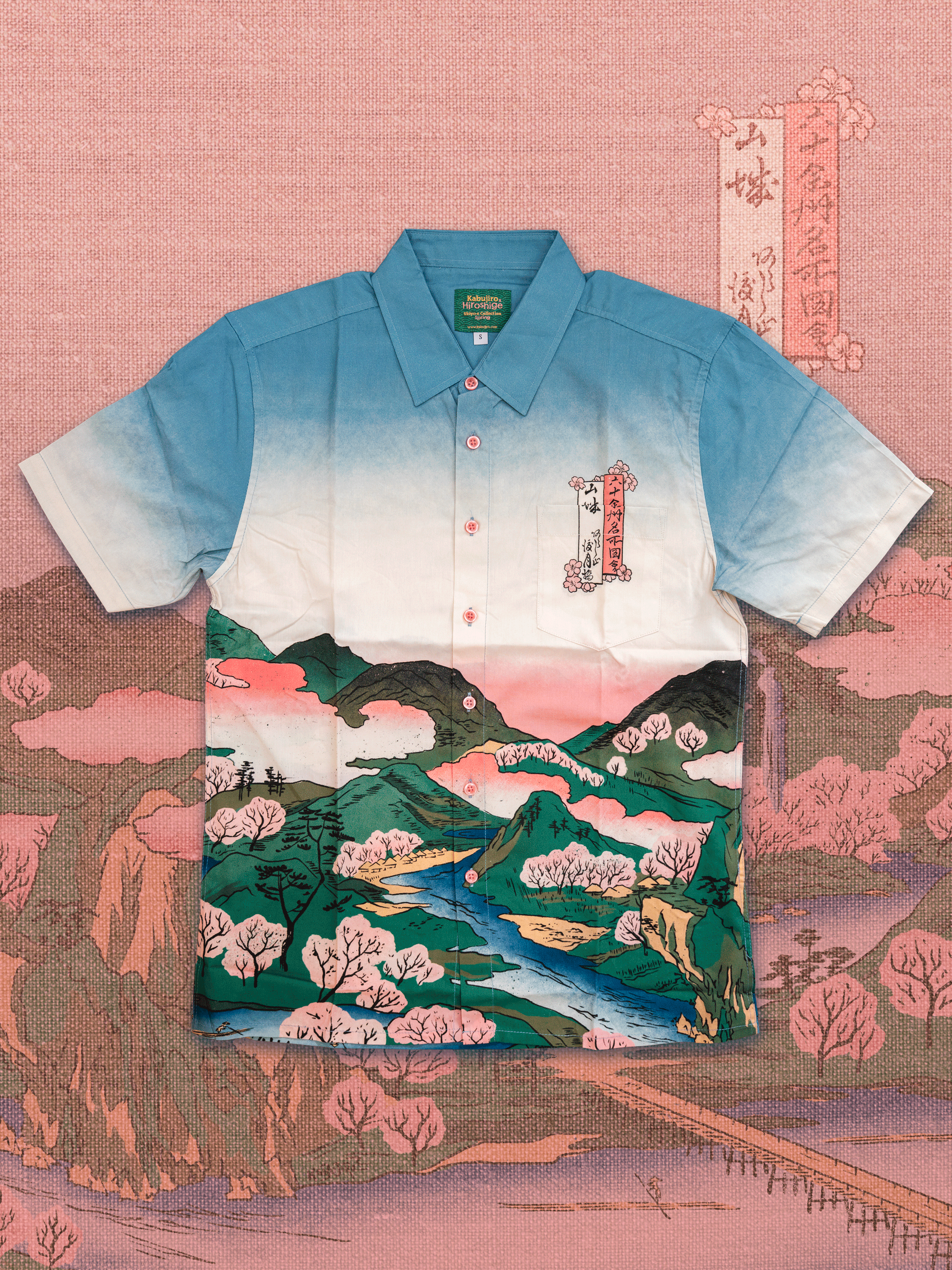 kabujiro-spring-ukiyo-e-button-up-hemd-unisex-naturfaser image 1