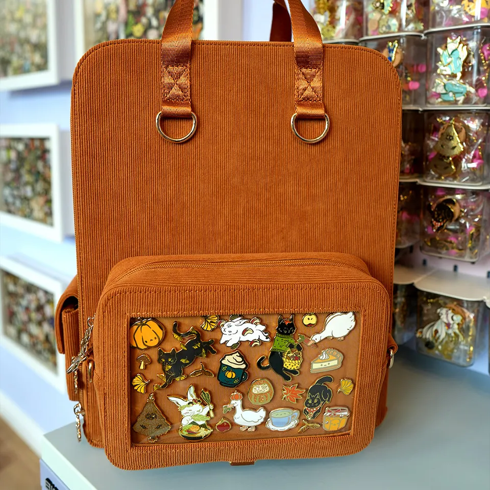 katzenjammerpins-ita-bag-rucksack-mustard-gold-hardware image 1