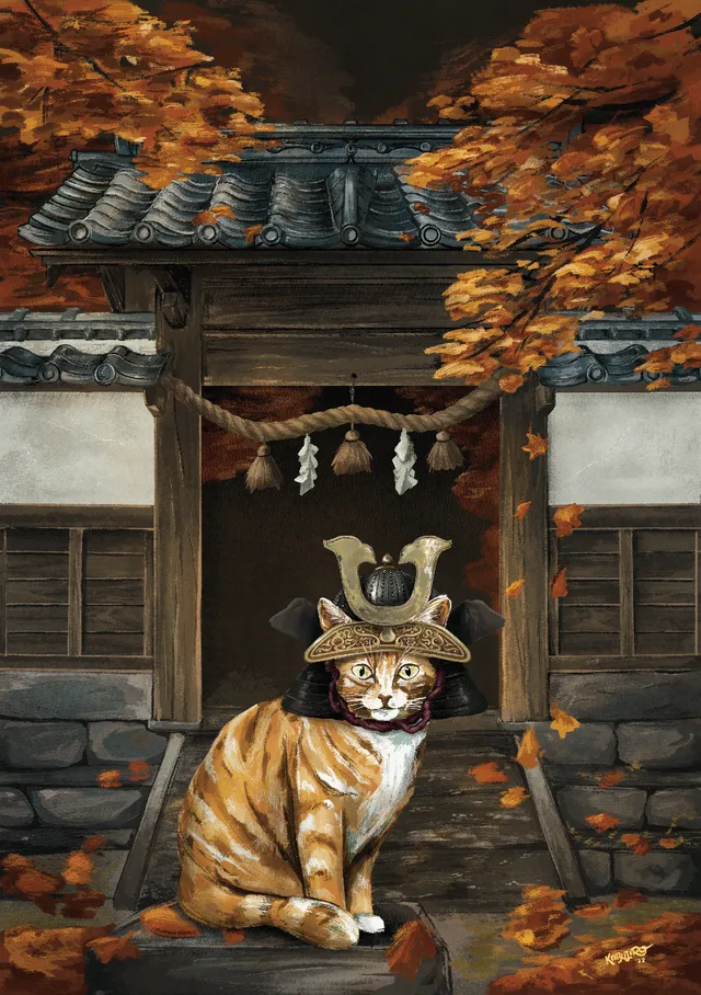 kabujiro-four-seasons-autumn-cat-postkarte-a6 image 1