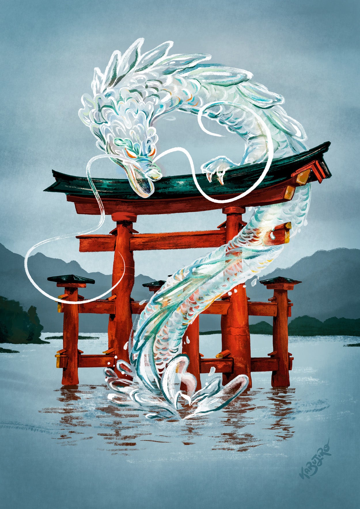 kabujiro-prints-elemental-dragon-kunstdruck-wasser-a4 image 1
