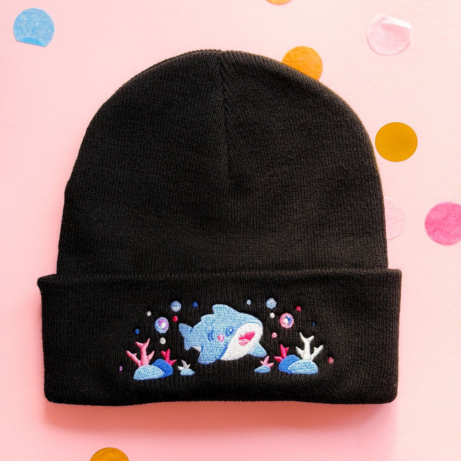 miamouz-beanies-happy-shark-winter-hat-beanie-schwarz-bestickt image 1