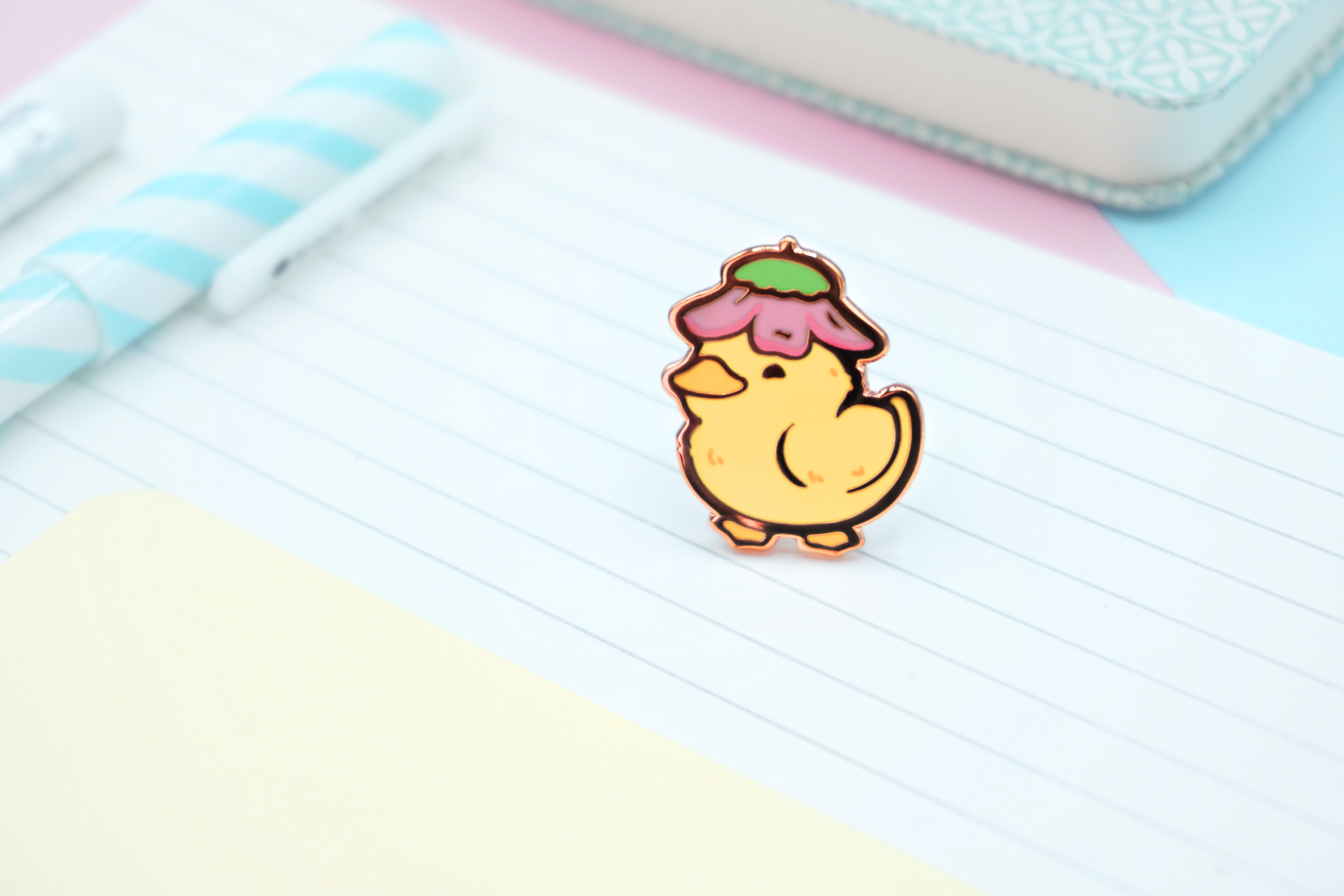 miamouz-flower-duck-emaille-pin-24-mm-ente-blume image 2