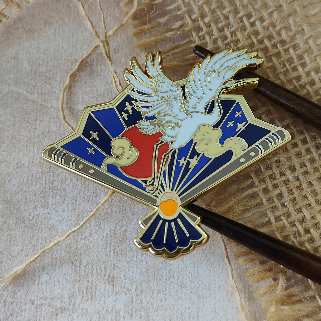 katzenjammerpins-sensu-crane-hard-enamel-pin-blau-kranich-f-cher image 2