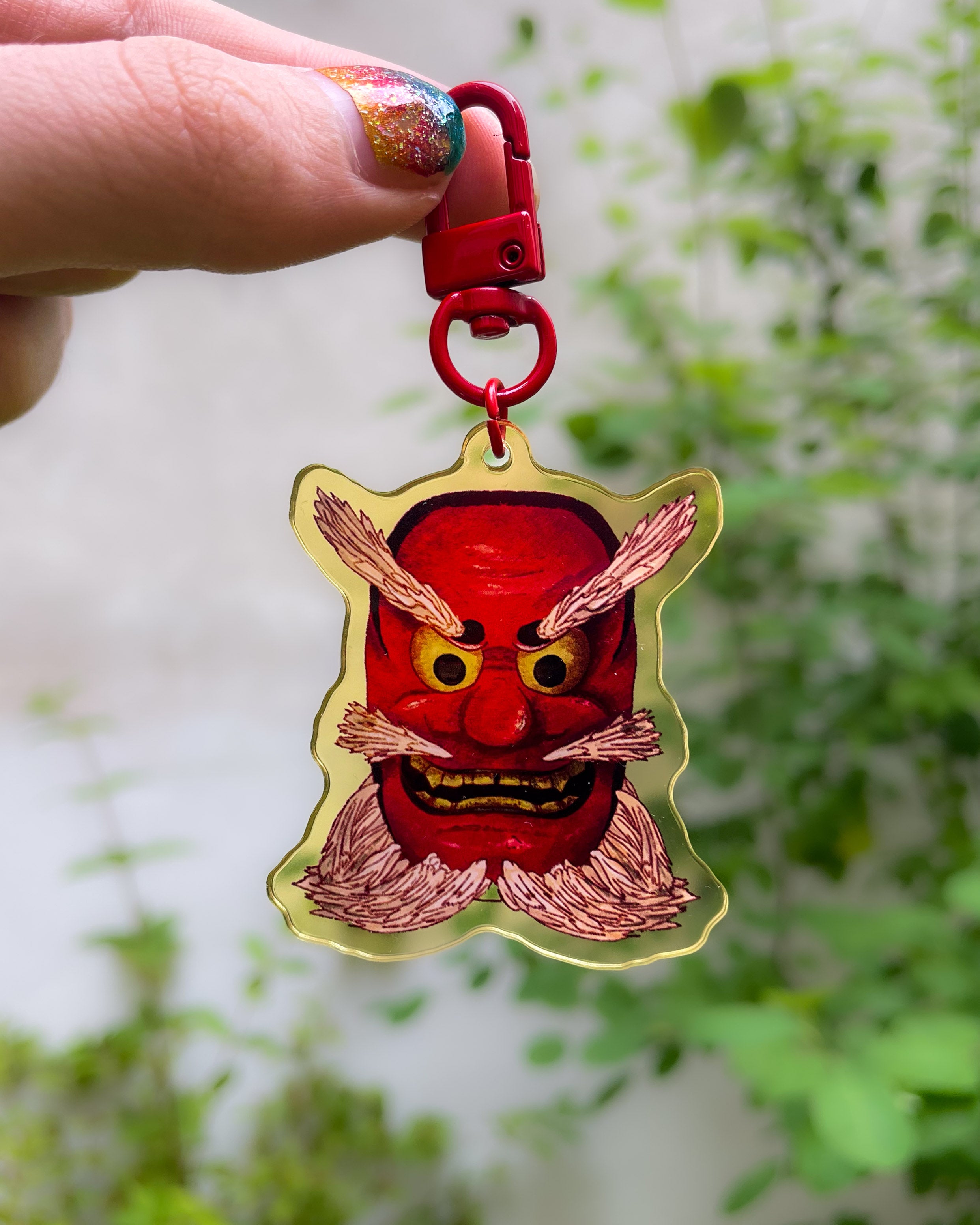 kabujiro-charms-tengu-mask-acryl-charm-rot-5cm-doppelseitig image 1