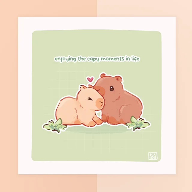 miamouz-capy-moments-art-print-capybara-15x15-leinen image 1