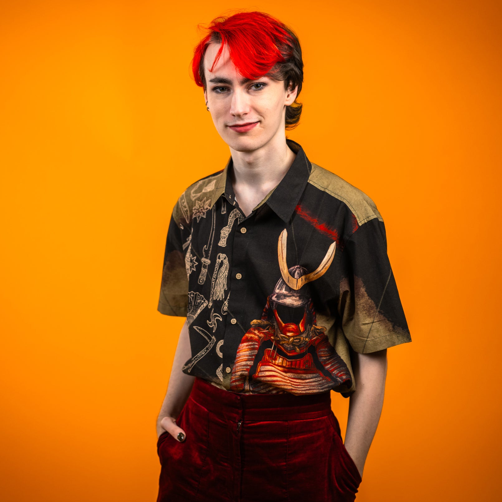 kabujiro-clothing-samurai-tiger-button-up-hemd-unisex image 1