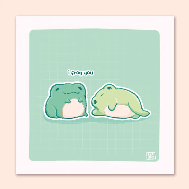 miamouz-i-frog-you-art-print-15x15-frosch-leinenkarton image 1