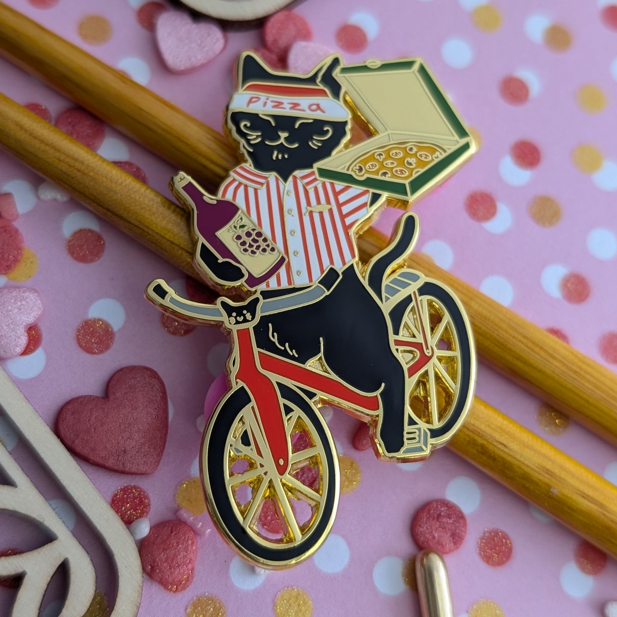katzenjammerpins-pizza-cat-pin-katze-emaille-gold-samurai-helm image 1