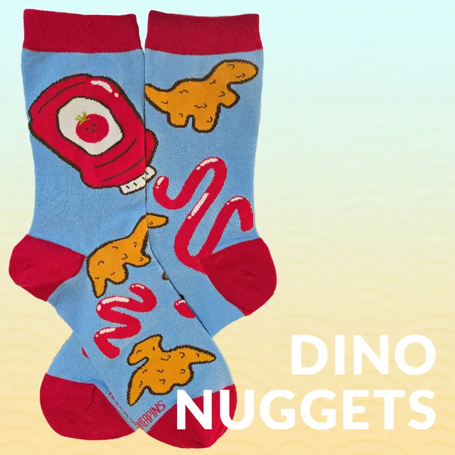 katzenjammerpins-dino-nuggets-art-socks-socken-baumwolle image 1