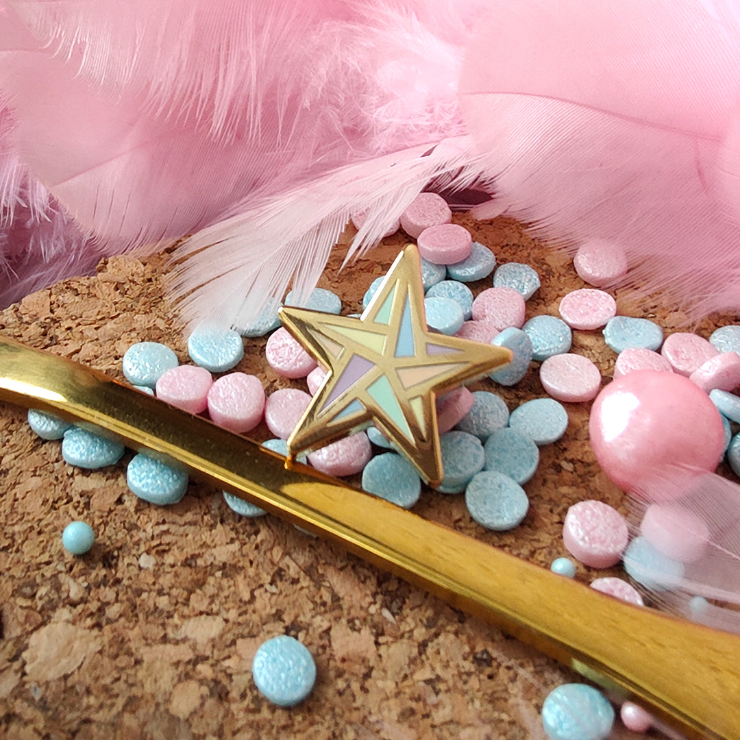 katzenjammerpins-origami-star-emaille-pin-rainbow-pastel image 2