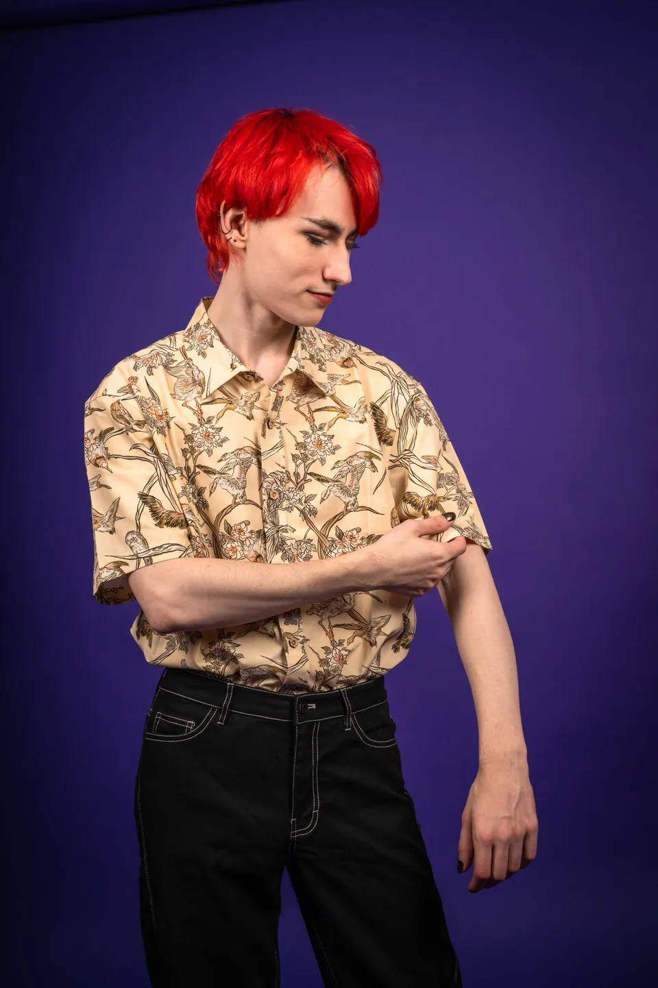 kabujiro-ukiyo-e-birds-button-up-hemd-v-gel-gr-e-m image 1