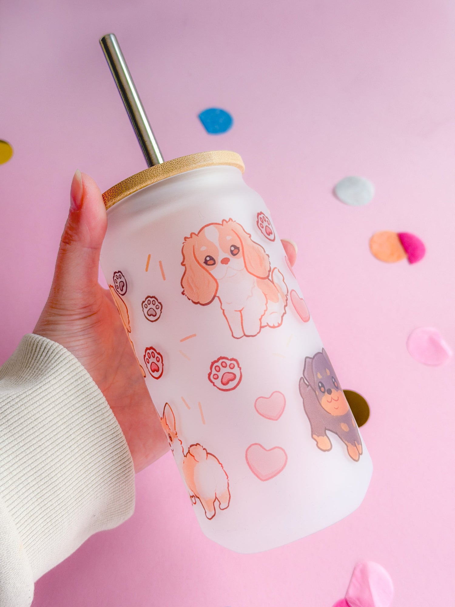 miamouz-mugs-dog-friends-glasbecher-520ml-matt-mit-strohhalm image 3