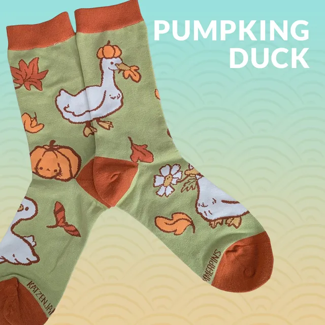 katzenjammerpins-pumpking-duck-art-socks-socken-baumwolle image 1