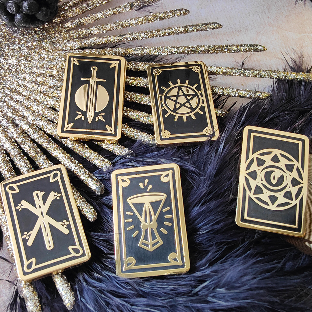 katzenjammerpins-tarot-mini-tarot-cards-emaille-pin-set-5-glitzer image 1
