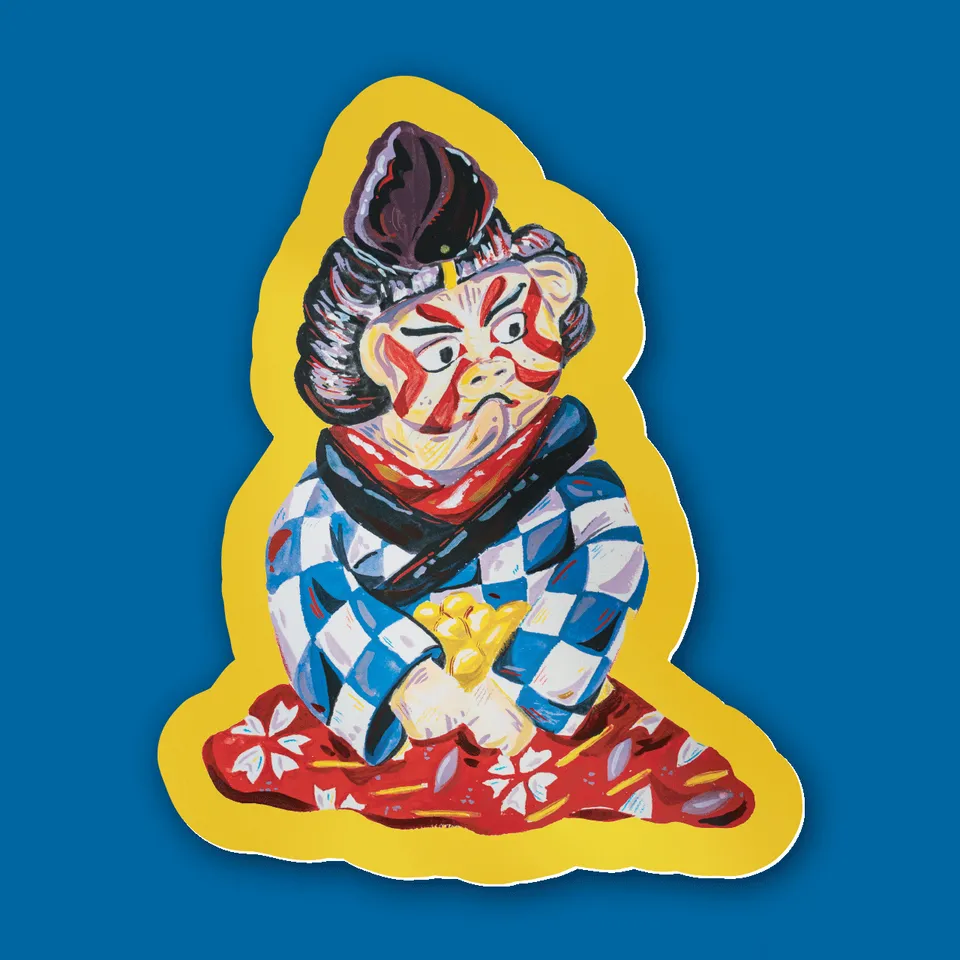 kabujiro-stickers-kabuki-tanuki-vinyl-sticker-wetterfest-84x67mm image 1