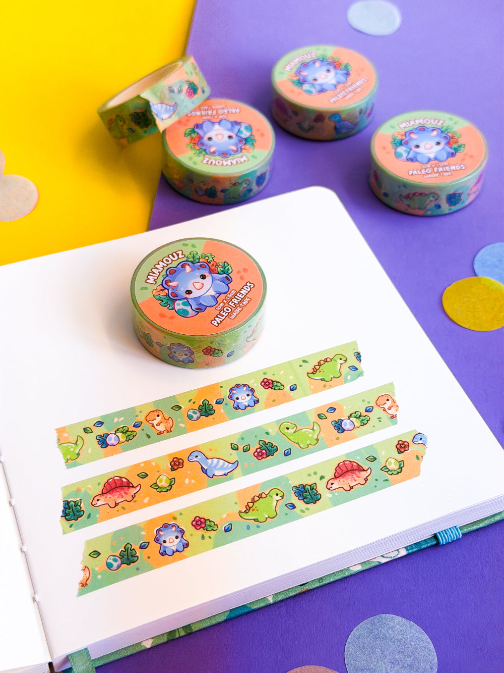 miamouz-washi-tape-paleo-pals-dino-rolle-10m-x-15mm image 4
