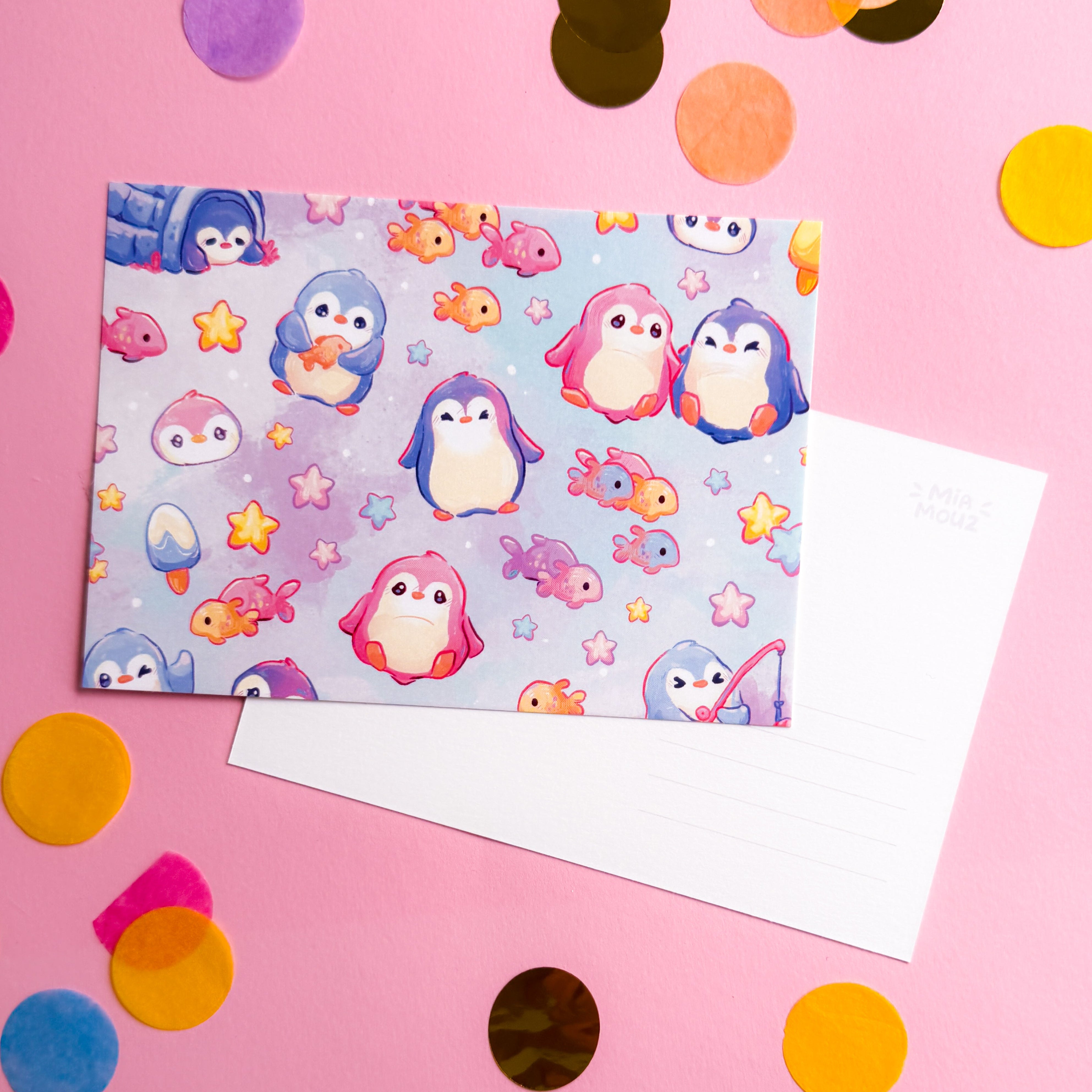 miamouz-penguins-a6-postkarte-pinguin-print-10-5x14-8cm image 1