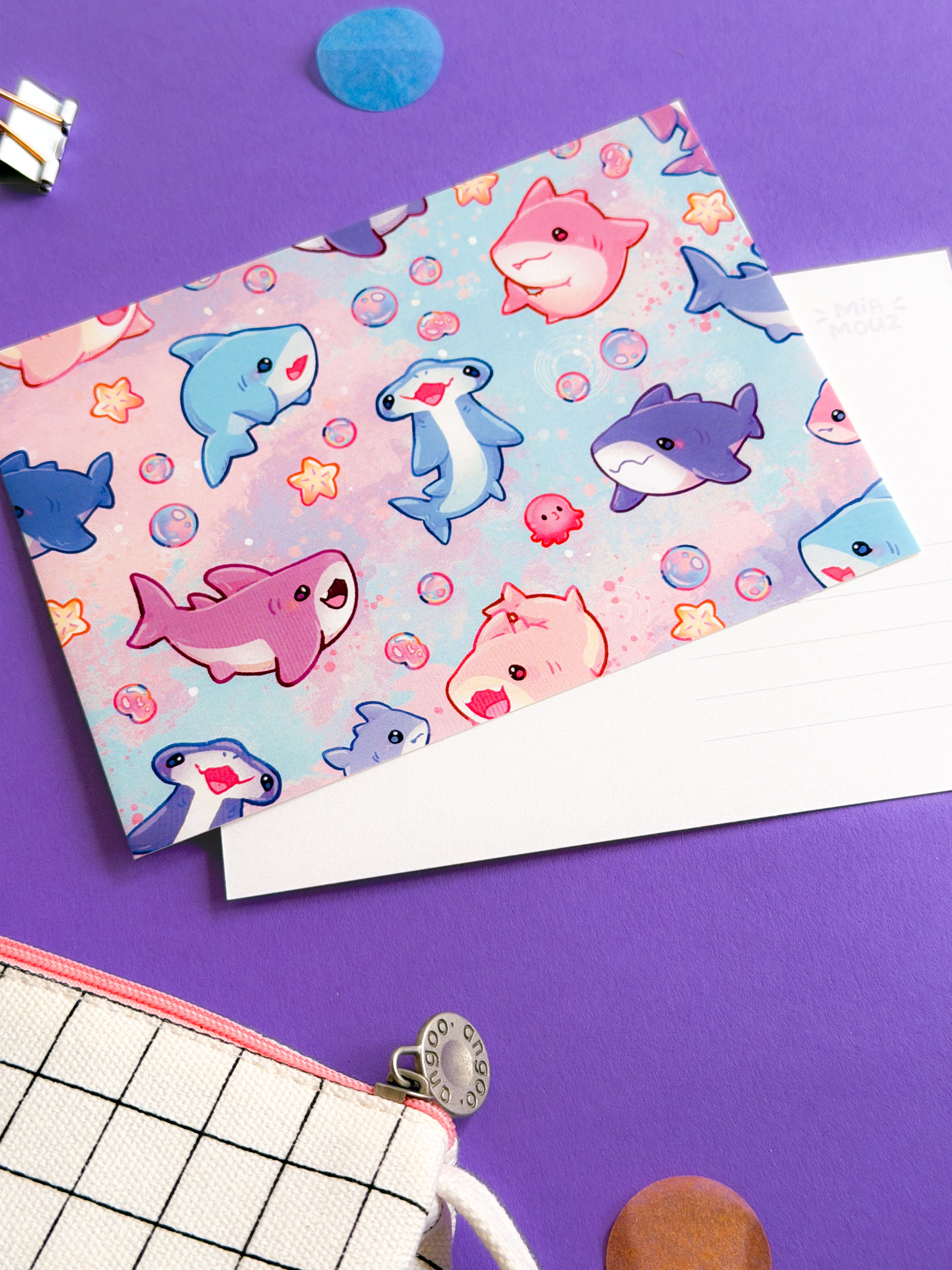miamouz-postcards-sharkies-postkarte-a6-haie-pastell image 1