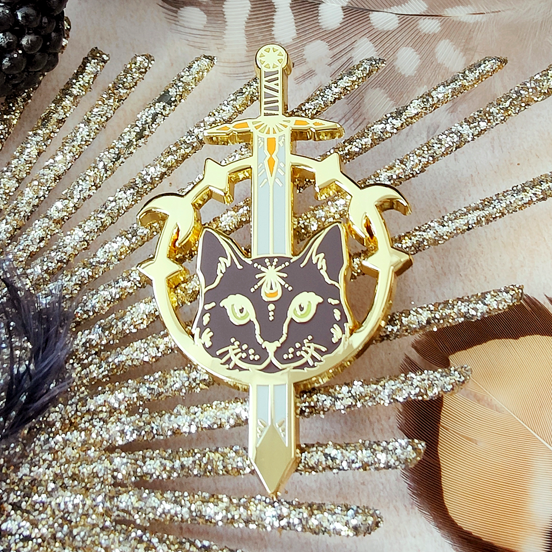 katzenjammerpins-cat-of-swords-emaille-pin-black-glitzer image 2