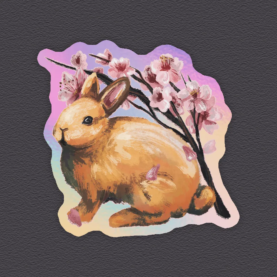 kabujiro-sakura-bunny-sticker-holo-hase-rosa-50x49mm image 1